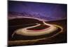 Traffic trails on a road next to the Irati forest, Navarre, Spain, Europe-David Rocaberti-Mounted Photographic Print