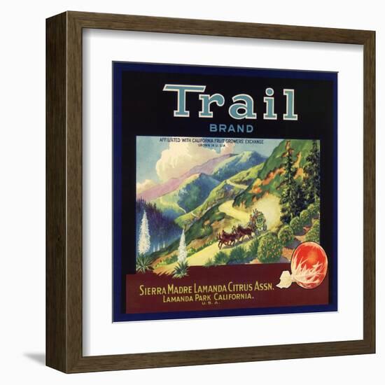 Trail Brand - Lamanda Park, California - Citrus Crate Label-Lantern Press-Framed Art Print