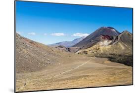 Trail hikers and Mount Ngauruhoe, Tongariro Nat'l Park, UNESCO World Heritage, New Zealand-Logan Brown-Mounted Photographic Print