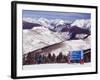 Trail Marker Below the Gore Mountains at Vail Ski Resort, Vail, Colorado, USA-Kober Christian-Framed Photographic Print