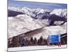 Trail Marker Below the Gore Mountains at Vail Ski Resort, Vail, Colorado, USA-Kober Christian-Mounted Photographic Print