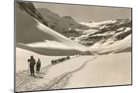 Trail of Cross-Country Skiers-null-Mounted Art Print