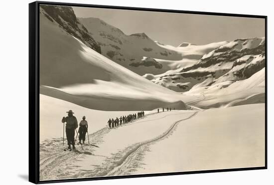 Trail of Cross-Country Skiers-null-Framed Stretched Canvas
