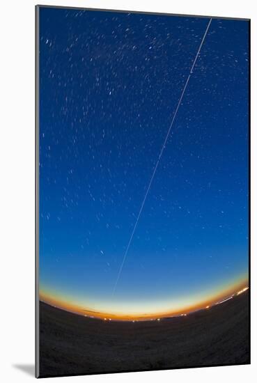 Trail of the International Space Station Coming Out of the Western Twilight-null-Mounted Photographic Print