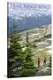 Trail Ridge Road - Rocky Mountain National Park - Rubber Stamp-Lantern Press-Stretched Canvas
