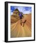 Trail Runner on Sandstone, Coyote Buttes, Utah, USA-Chuck Haney-Framed Photographic Print