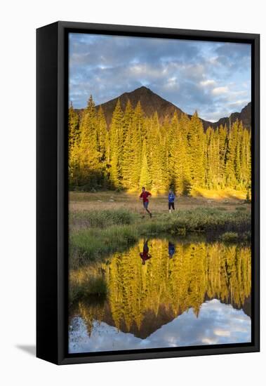 Trail Runners In The Eagles Nest Wilderness In Colorado-Liam Doran-Framed Stretched Canvas