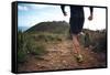 Trail Running Athlete Exercising for Fitness and Health Outdoors on Mountain Pathway-warrengoldswain-Framed Stretched Canvas