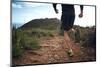 Trail Running Athlete Exercising for Fitness and Health Outdoors on Mountain Pathway-warrengoldswain-Mounted Photographic Print