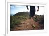 Trail Running Athlete Exercising for Fitness and Health Outdoors on Mountain Pathway-warrengoldswain-Framed Photographic Print