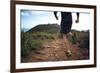 Trail Running Athlete Exercising for Fitness and Health Outdoors on Mountain Pathway-warrengoldswain-Framed Photographic Print