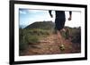 Trail Running Athlete Exercising for Fitness and Health Outdoors on Mountain Pathway-warrengoldswain-Framed Photographic Print