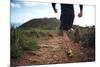 Trail Running Athlete Exercising for Fitness and Health Outdoors on Mountain Pathway-warrengoldswain-Mounted Photographic Print