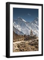 Trail through Khumbu Valley with Mt. Everest in background.-Lee Klopfer-Framed Photographic Print