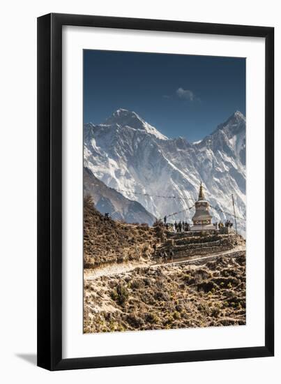 Trail through Khumbu Valley with Mt. Everest in background.-Lee Klopfer-Framed Photographic Print