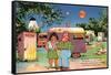 Trailer Park Cartoon-null-Framed Stretched Canvas