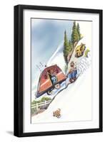 Trailer Sliding Down Hill-null-Framed Art Print