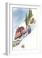 Trailer Sliding Down Hill-null-Framed Art Print