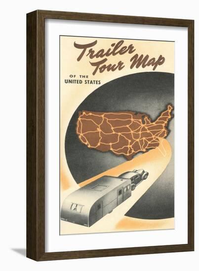 Trailer Tour Map of the United States-null-Framed Art Print