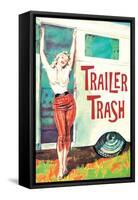 Trailer Trash Woman Outside RV Camper  - Funny Poster-Ephemera-Framed Stretched Canvas