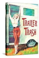 Trailer Trash Woman Outside RV Camper  - Funny Poster-Ephemera-Stretched Canvas