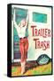 Trailer Trash Woman Outside RV Camper  - Funny Poster-Ephemera-Framed Stretched Canvas