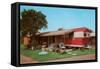 Trailer with Awning in Park-null-Framed Stretched Canvas