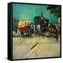 Trailers, Bohemian Encampment in the Vicinity of Arles (Oil on Canvas, 1888)-Vincent van Gogh-Framed Stretched Canvas