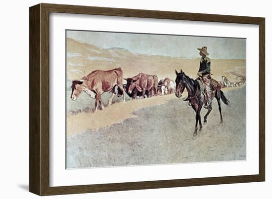 Trailing Texas Longhorns-Frederic Sackrider Remington-Framed Giclee Print