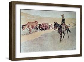 Trailing Texas Longhorns-Frederic Sackrider Remington-Framed Giclee Print