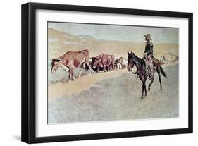 Trailing Texas Longhorns-Frederic Sackrider Remington-Framed Giclee Print