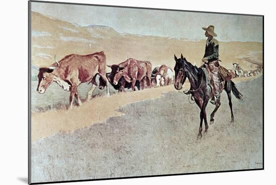 Trailing Texas Longhorns-Frederic Sackrider Remington-Mounted Giclee Print