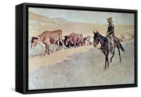 Trailing Texas Longhorns-Frederic Sackrider Remington-Framed Stretched Canvas