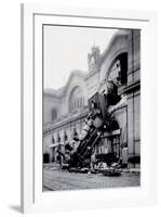 Train Accident at the Gare Montparnasse, Paris, 1895-null-Framed Art Print