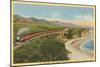 Train along California Coast-null-Mounted Art Print