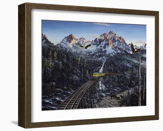 Train and Eagle-Jeff Tift-Framed Giclee Print