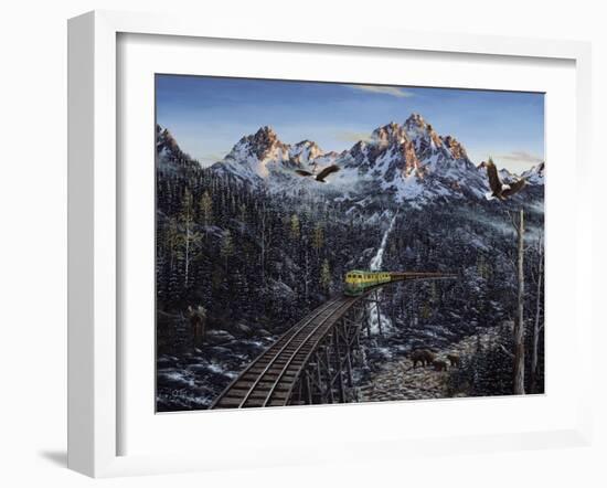 Train and Eagle-Jeff Tift-Framed Giclee Print