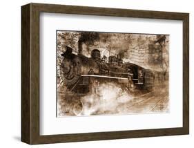 Train Approaching-null-Framed Art Print