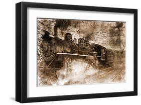 Train Approaching-null-Framed Art Print