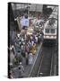 Train Ariving at Crowded Platform in New Delhi Train Station, Delhi, India-Eitan Simanor-Stretched Canvas