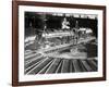 Train Arriving at Switching Station-null-Framed Photographic Print