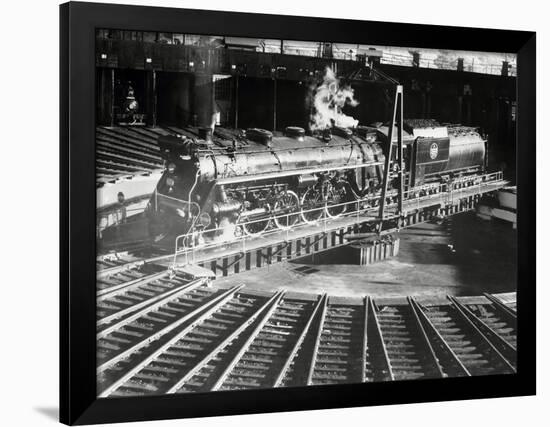 Train Arriving at Switching Station-null-Framed Photographic Print