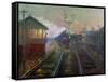 Train at Night C.1890-Lionel Walden-Framed Stretched Canvas