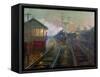 Train at Night C.1890-Lionel Walden-Framed Stretched Canvas