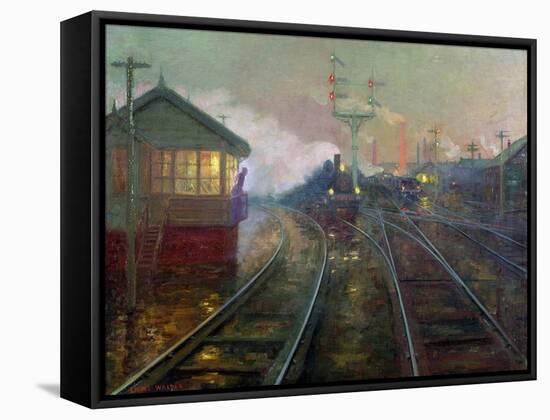 Train at Night C.1890-Lionel Walden-Framed Stretched Canvas