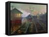 Train at Night C.1890-Lionel Walden-Framed Stretched Canvas