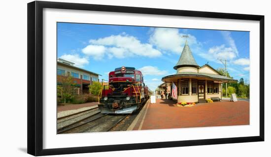 Train at railway station, New Hope, Bucks County, Pennsylvania, USA-null-Framed Photographic Print