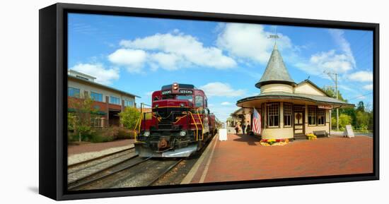 Train at railway station, New Hope, Bucks County, Pennsylvania, USA-null-Framed Stretched Canvas