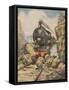 Train Bandits Foiled, C20-Alfredo Ortelli-Framed Stretched Canvas