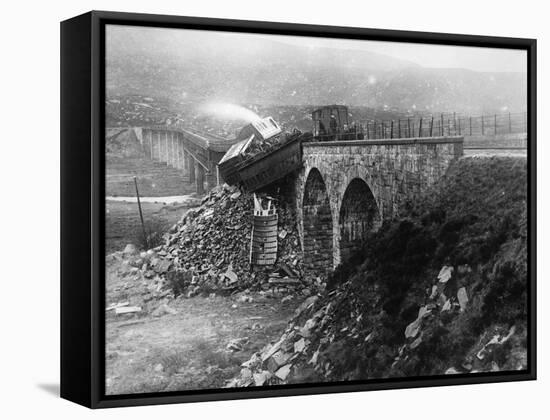 Train Blown Off Tracks-null-Framed Stretched Canvas